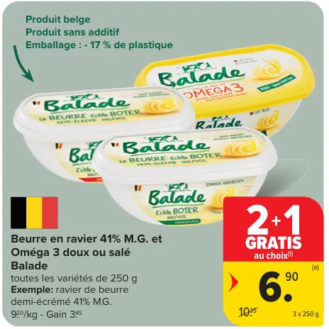 Offre: Beurre en ravier 41% M.G. et Oméga 3 doux ou salé