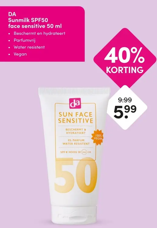 Aanbieding: Sunmilk SPF50 face sensitive