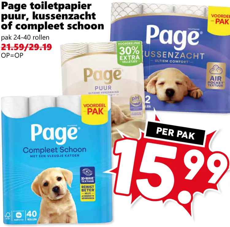 Aanbieding: Toiletpapier puur, kussenzacht of compleet schoon