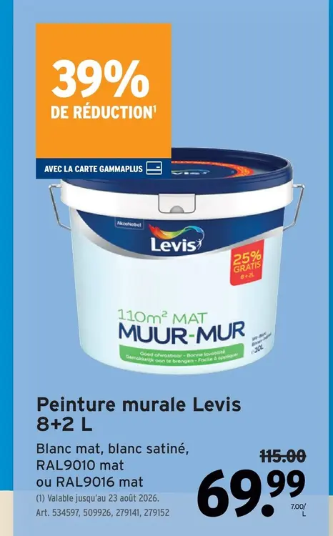 Offre: Peinture murale Levis