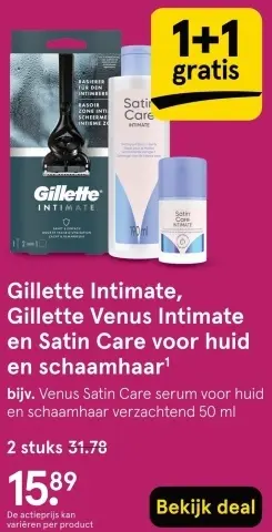 Aanbieding: Gillette Intimate, Gillette Venus Intimate en Satin Care voor huid en schaamhaar