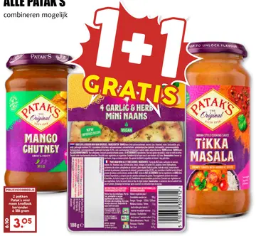 Aanbieding: Patak's mini naan knoflook koriander