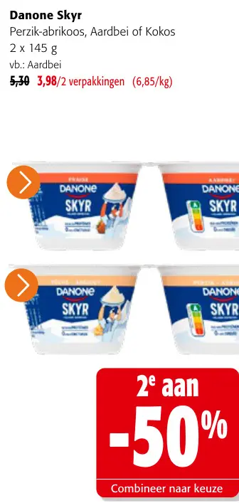 Promotie: Skyr Perzik-abrikoos, Aardbei of Kokos