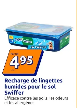 Offre: Recharge de lingettes humides pour le sol