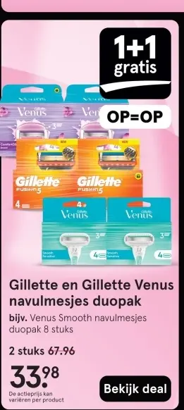 Aanbieding: Gillette en Gillette Venus navulmesjes duopak