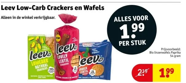 Aanbieding: Leev Low-Carb Crackers en Wafels