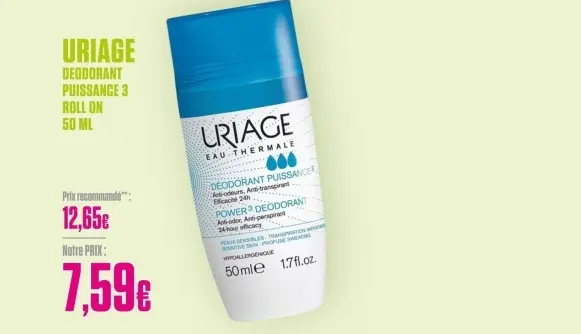 Offre: Deodorant puissance 3 roll on