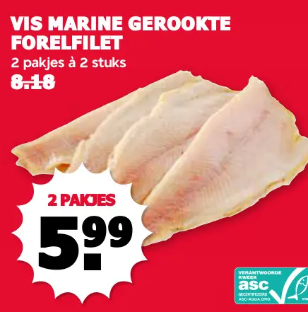 Aanbieding: Vis marine gerookte forelfilet