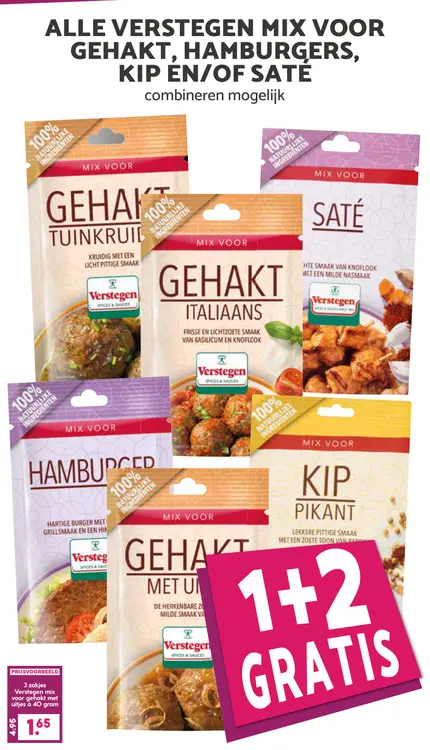 Aanbieding: Alle Verstagen mix voor gehakt, hamburgers, kip en/of saté