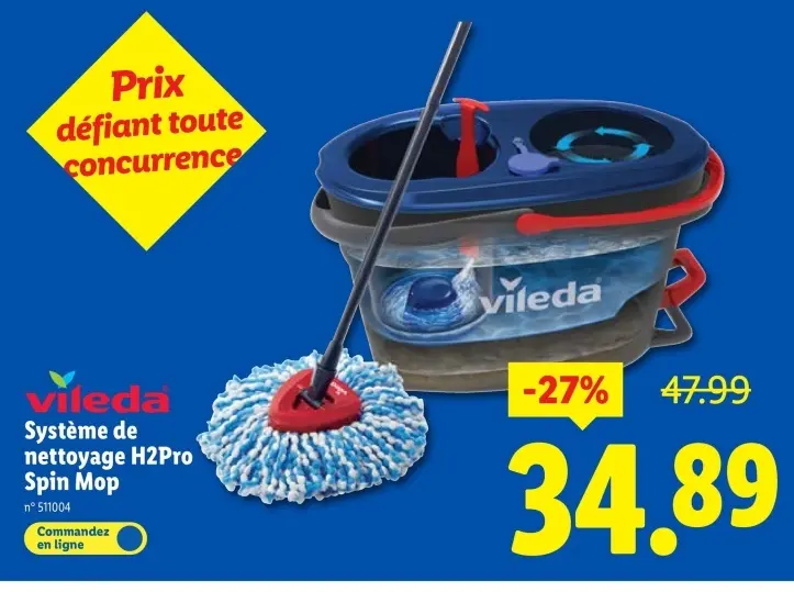 Offre: Système de nettoyage H2Pro Spin Mop