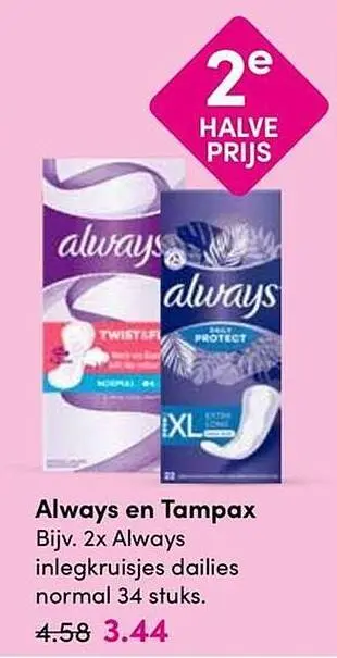 Aanbieding: Always en Tampax