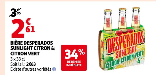 Offre: Bière DESPERADOS sunlight citron & citron vert