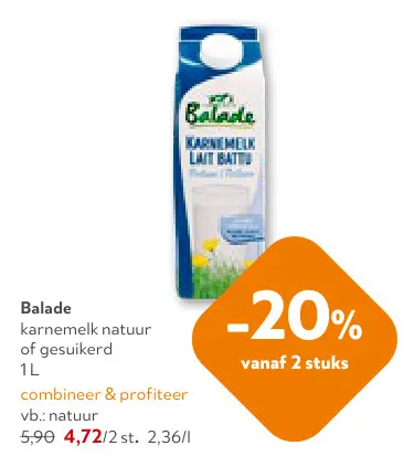 Promotie: Karnemelk natuur of gesuikerd