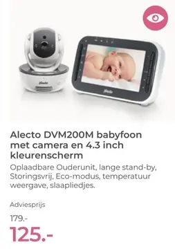 Aanbieding: DVM200M babyfoon met camera en 4.3 inch kleurenscherm