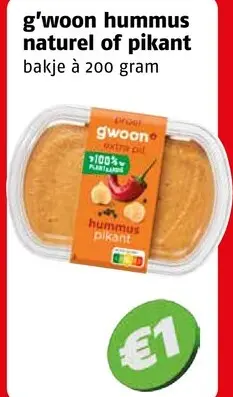 Aanbieding: hummus naturel of pikant