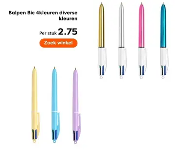 Aanbieding: Balpen 4kleuren diverse kleuren