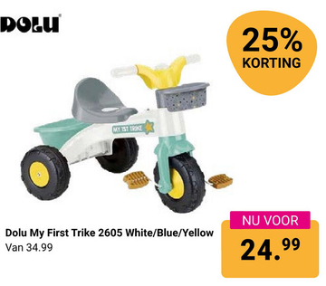 Aanbieding: Dolu Driewieler My First Trike White/Blue/Yellow
