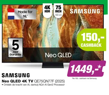 Aanbieding: Samsung Neo QLED 4K QE75QN77F TV (2025)