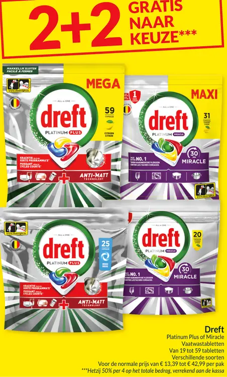 Promotie: Dreft Platinum Plus of Miracle Vaatwastablett