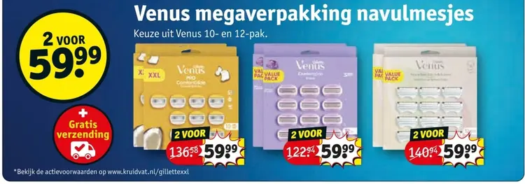 Aanbieding: Venus megaverpakking navulmesjes