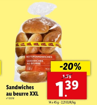 Offre: BOTERSANDWICHES SANDWICHES AU BEURRE