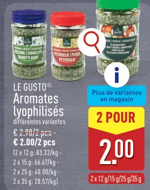 Offre: Aromates lyophilisés