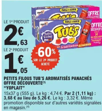 Promotie: Petits filous tub's aromatisés panachés offre
