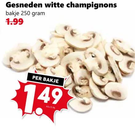 Aanbieding: Gesneden witte champignons