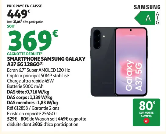 Promotie: Smartphone SAMSUNG galaxy a37 5g 128go