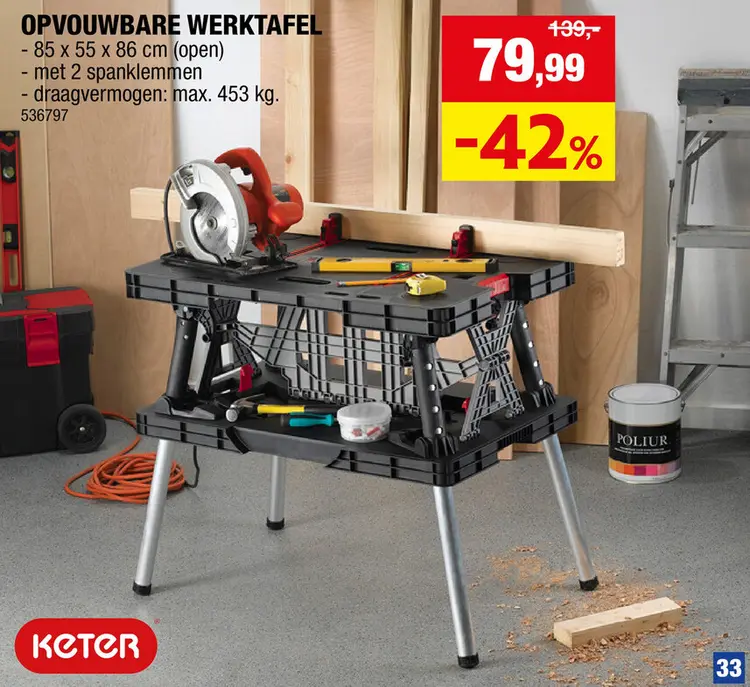 Aanbieding: Keter opvouwbare werktafel 85cm 450kg