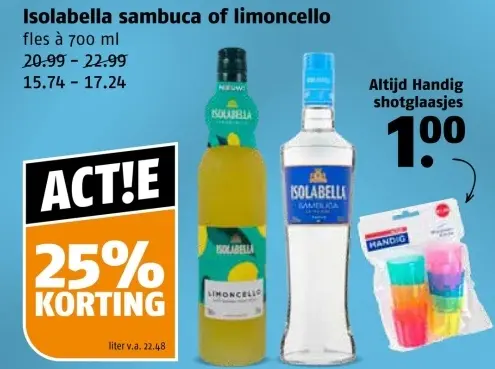 Aanbieding: Isolabella sambuca of limoncello