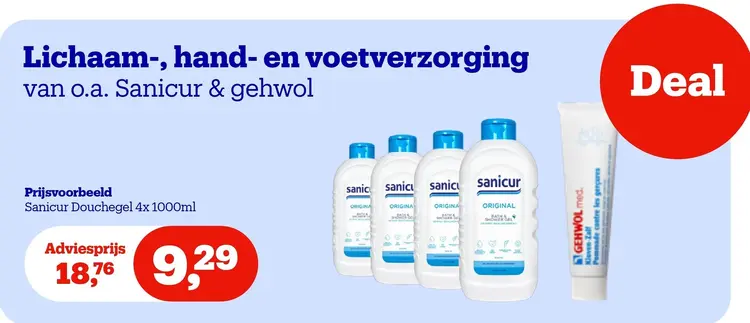 Aanbieding: Sanicur & Gehwol lichaam-, hand- en voetverzorging
