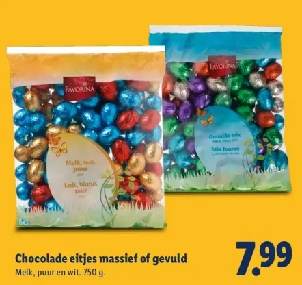Aanbieding: Chocolade eitjes massief of gevuld