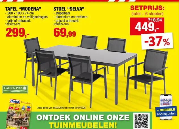 Promotie: Garden Plus Monaco tafel 188-248x100 cm