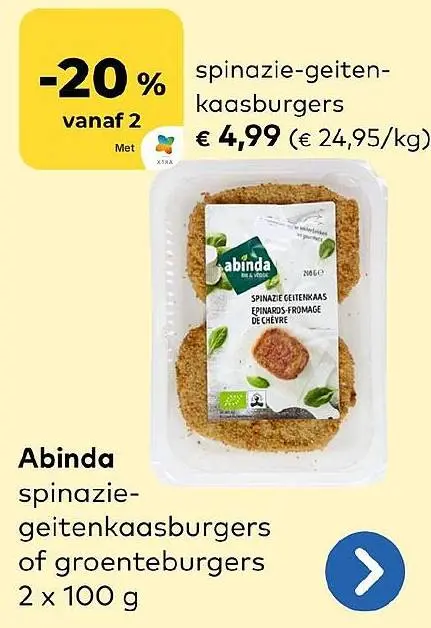 Promotie: spinazie-geitenkaasburgers