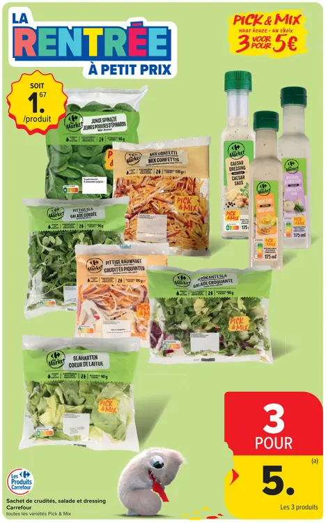 Offre: Sachet de crudités, salade et dressing