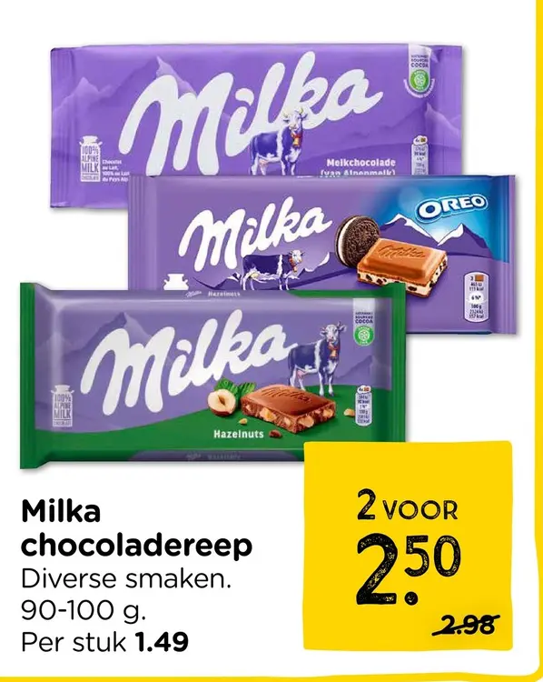 Aanbieding: Milka chocoladereep