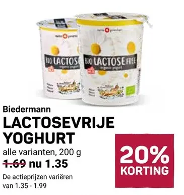 Aanbieding: Bio Lactosevrije Yoghurt