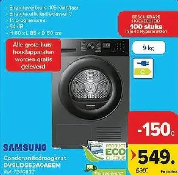 Promotie: Condensatiedroogkast DV9UDG52A0ABEN