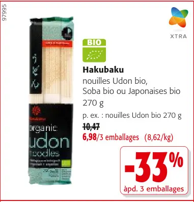Offre: nouilles Udon bio, Soba bio ou Japonaises bio