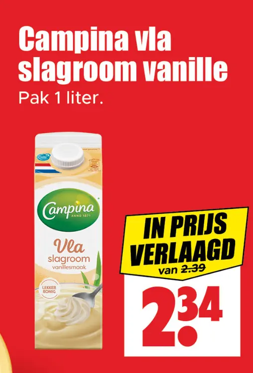 Aanbieding: Campina vla slagroom vanille