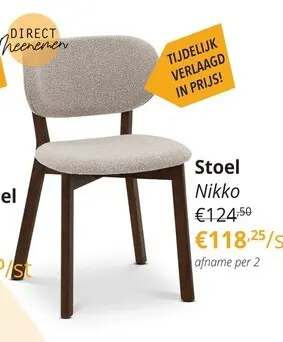 Promotie: Stoel NIKKO Muted taupe/Ash Wood Walnut