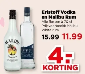 Aanbieding: Eristoff Vodka en Malibu Rum