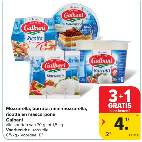 Promotie: Mozzarella, burrata, mini-mozzarella, ricotta