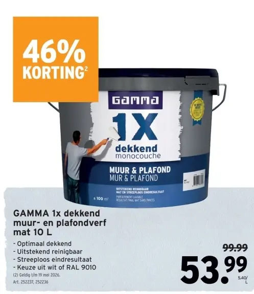 Promotie: GAMMA 1x dekkend muur- en plafondverf