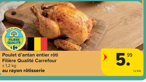 Offre: Poulet d'antan entier rôti