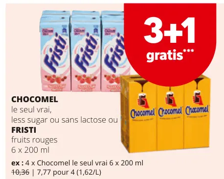 Offre: CHOCOMEL le seul vrai, less sugar ou sans lactose ou Fristi
