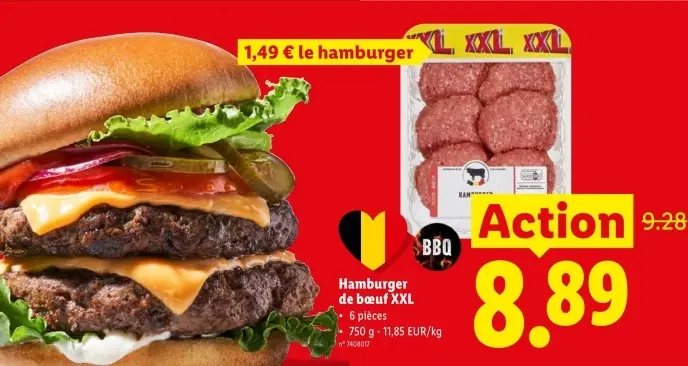 Offre: Hamburger de bœuf XXL