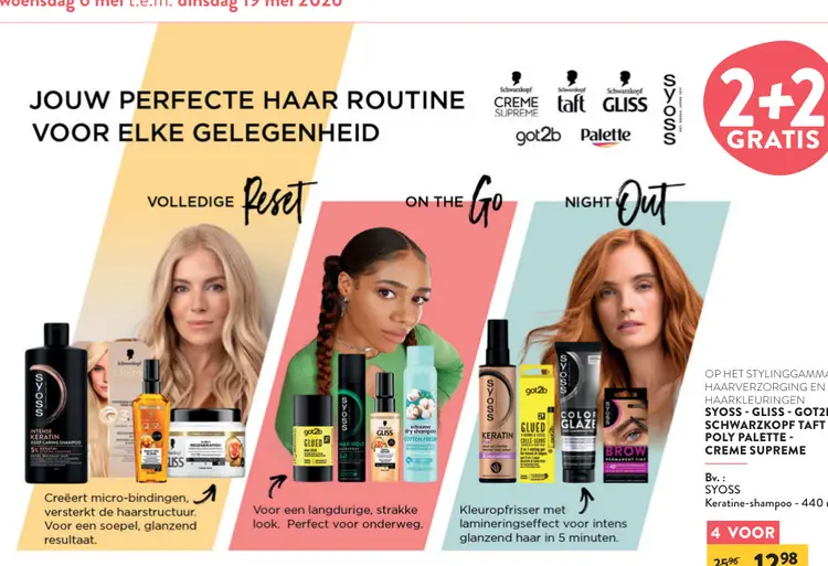 Promotie: SYOSS, Gliss, Got2B, Schwarzkopf, Taft, Poly Palette, creme supreme
