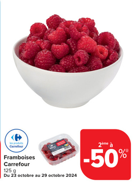 Offre: Framboises Carrefour 2ème à -50%